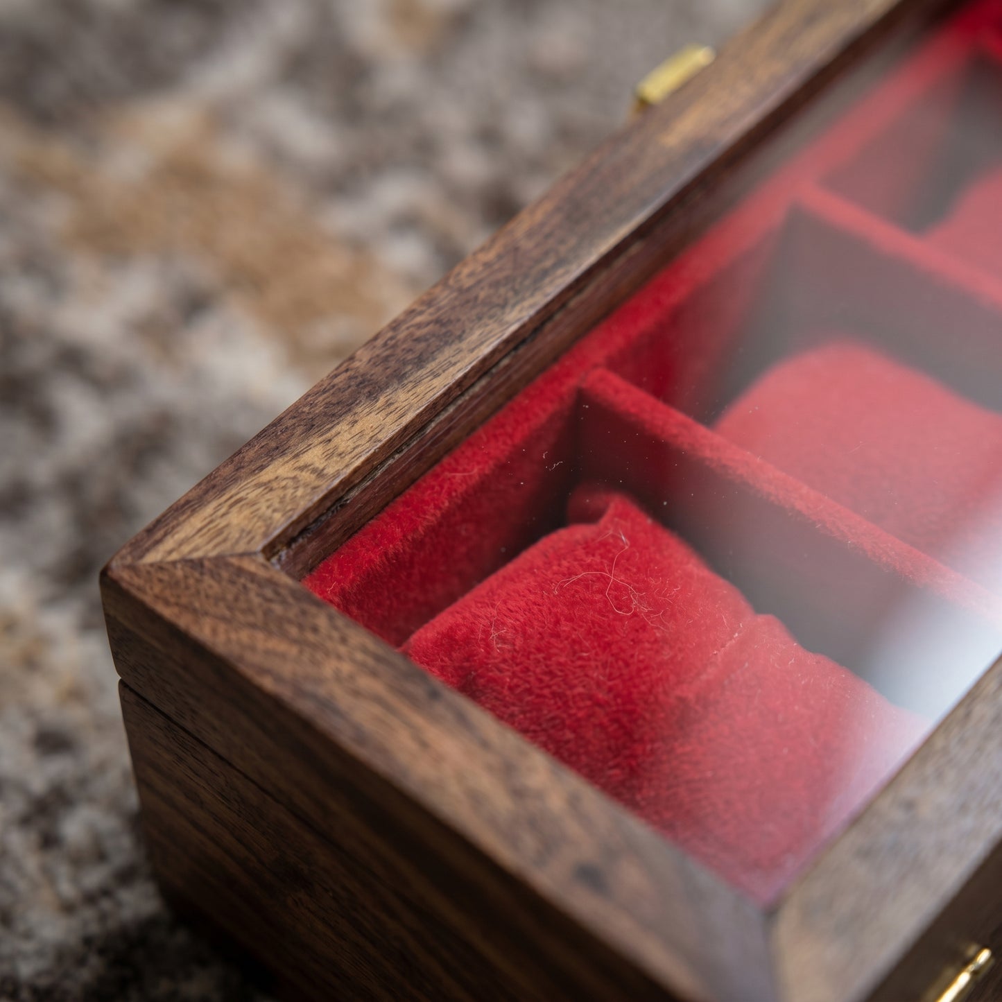 Luxury Handcrafted Sheesham Wood Watch Box Organizer – 5 Slot Glass Display Watch Storage Case