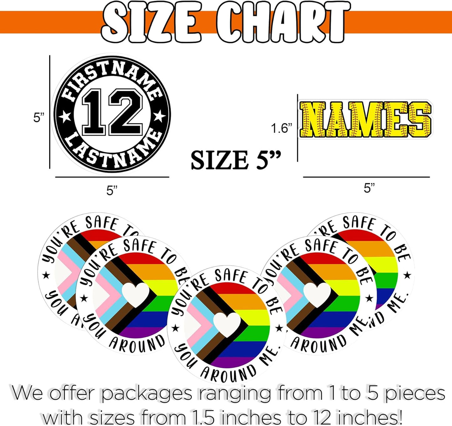 Set 3PCS 3 Inches - You're Safe with Me Ally Sticker Progress Pride Flag Trans Flag LGBTQ 3" Waterproof Vinyl Decal for Water Bottles, Tumbler, Laptop, Hard Hat, Car Gifts for Kid, Girl, Boy