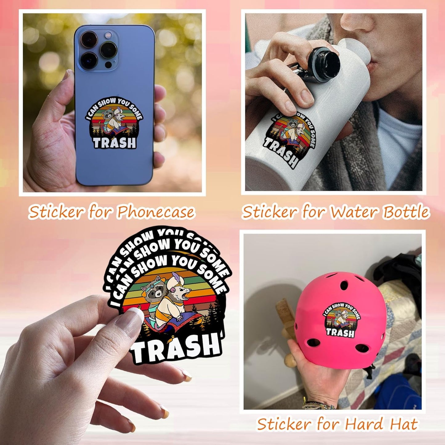 (3PCS) I Can Show You Some Trash Sticker Funny Meme Raccoon Possum Animal Lover Die-Cut Waterproof Vinyl Sticker