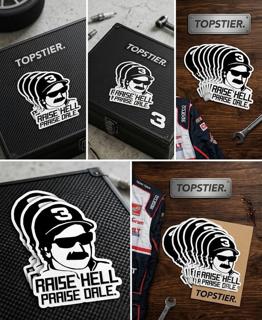 (3Pcs) Raise Hell Praise Dale Stickers, Dale Racer Racing Car Sticker Memorial 2" Vinyl Waterproof Sticker