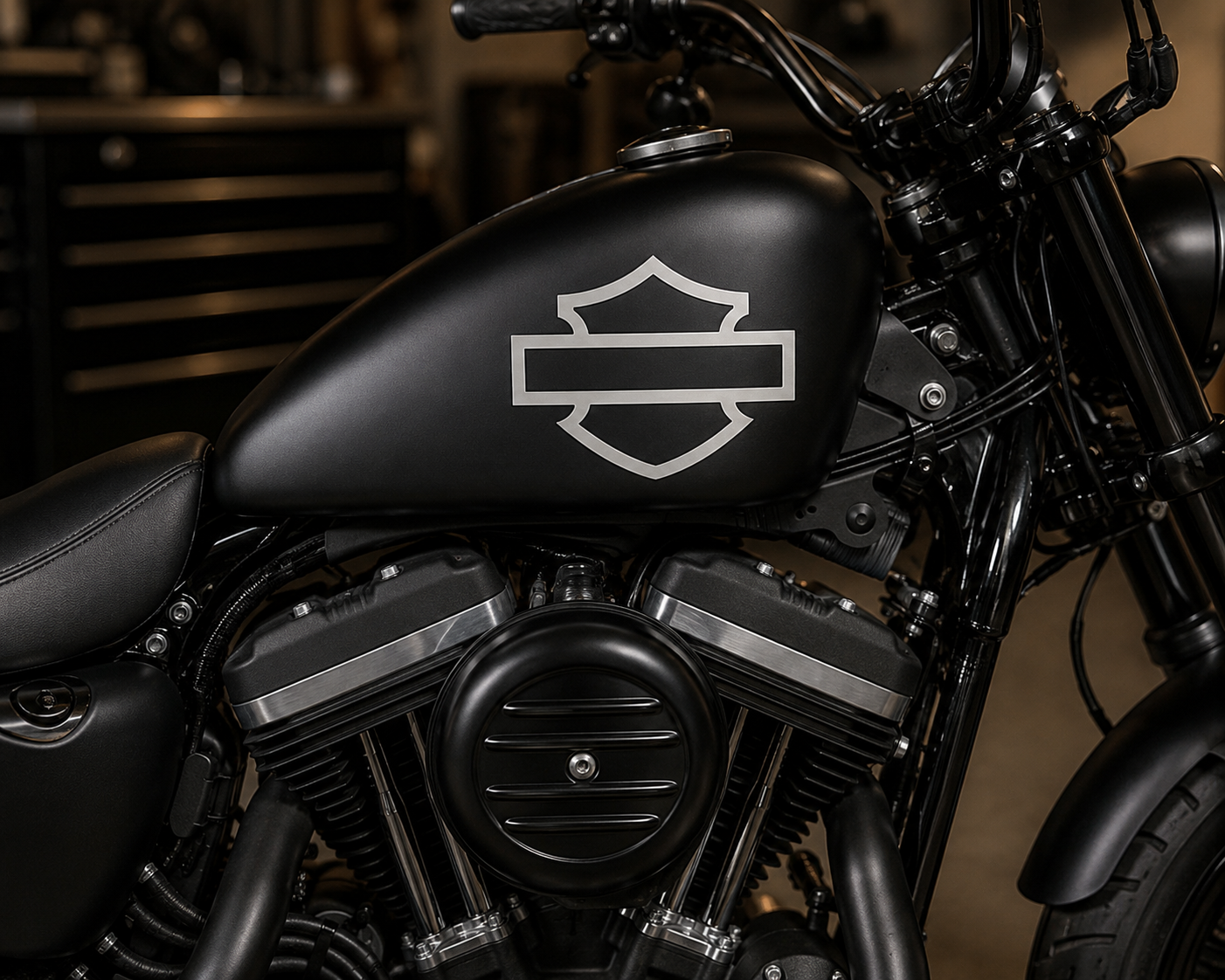 Motorcycle bar and Shield Design Vinyl Decal #2 piece Moto HD Club 5"x4" (Chrome)