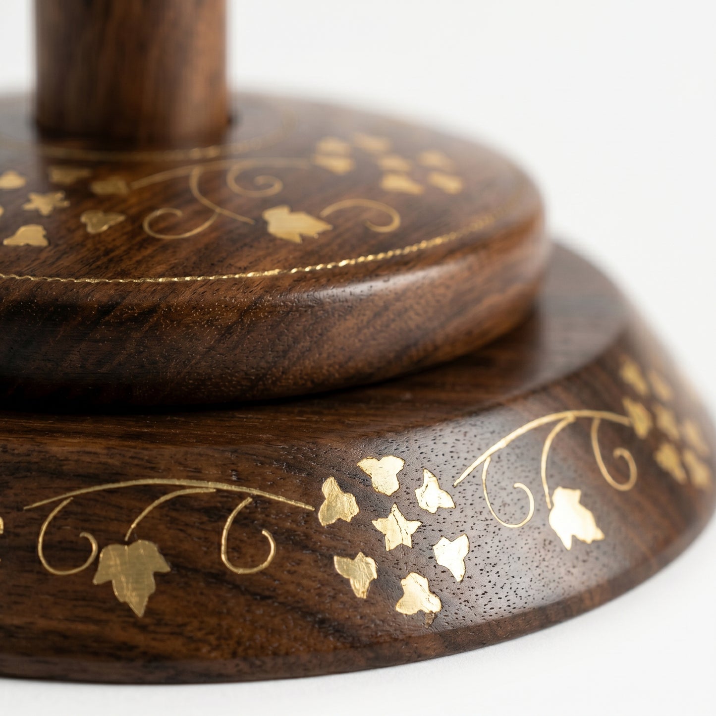 Handcrafted Sheesham Wood Tissue Roll Holder – Decorative Wooden Paper Towel Stand with Brass Inlay Design