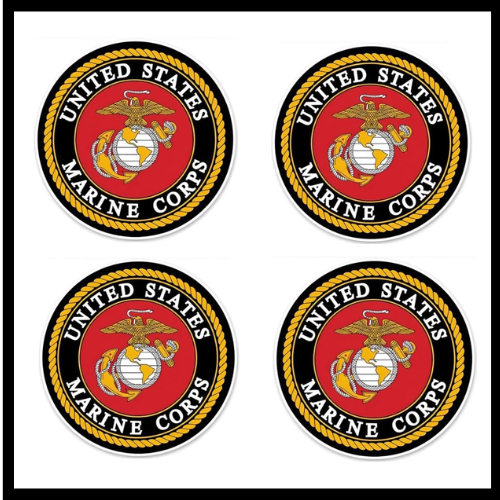 4 - Pack Military Tribute Vinyl Decals – 4” Round Marine Corp - Style Emblem Stickers – Durable Weatherproof Adhesive for Cars, Trucks, Laptops, Helmets & Gear.