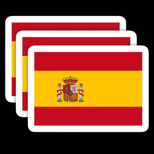 (3PCS) Spain Flag stickers, Countries Flag Stickers - Waterproof Vinyl Decals For Laptops, Tumblers, Water Bottles, Books, Scrapbooks, Size 3 x 2.2 Inch