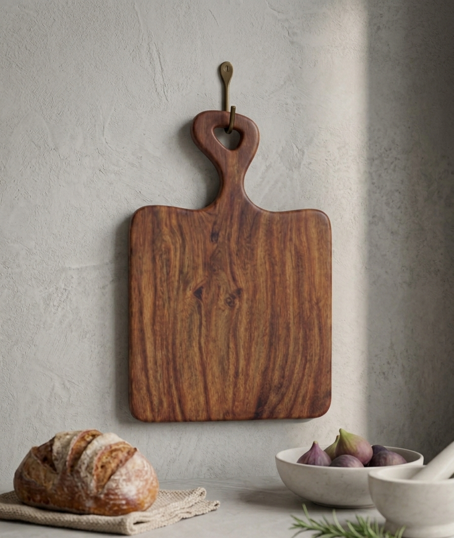 Handcrafted Sheesham Wood Cutting Board with Handle – Premium Chopping & Serving Board