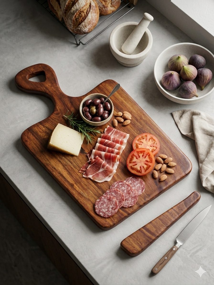 Handcrafted Sheesham Wood Cutting Board with Handle – Premium Chopping & Serving Board