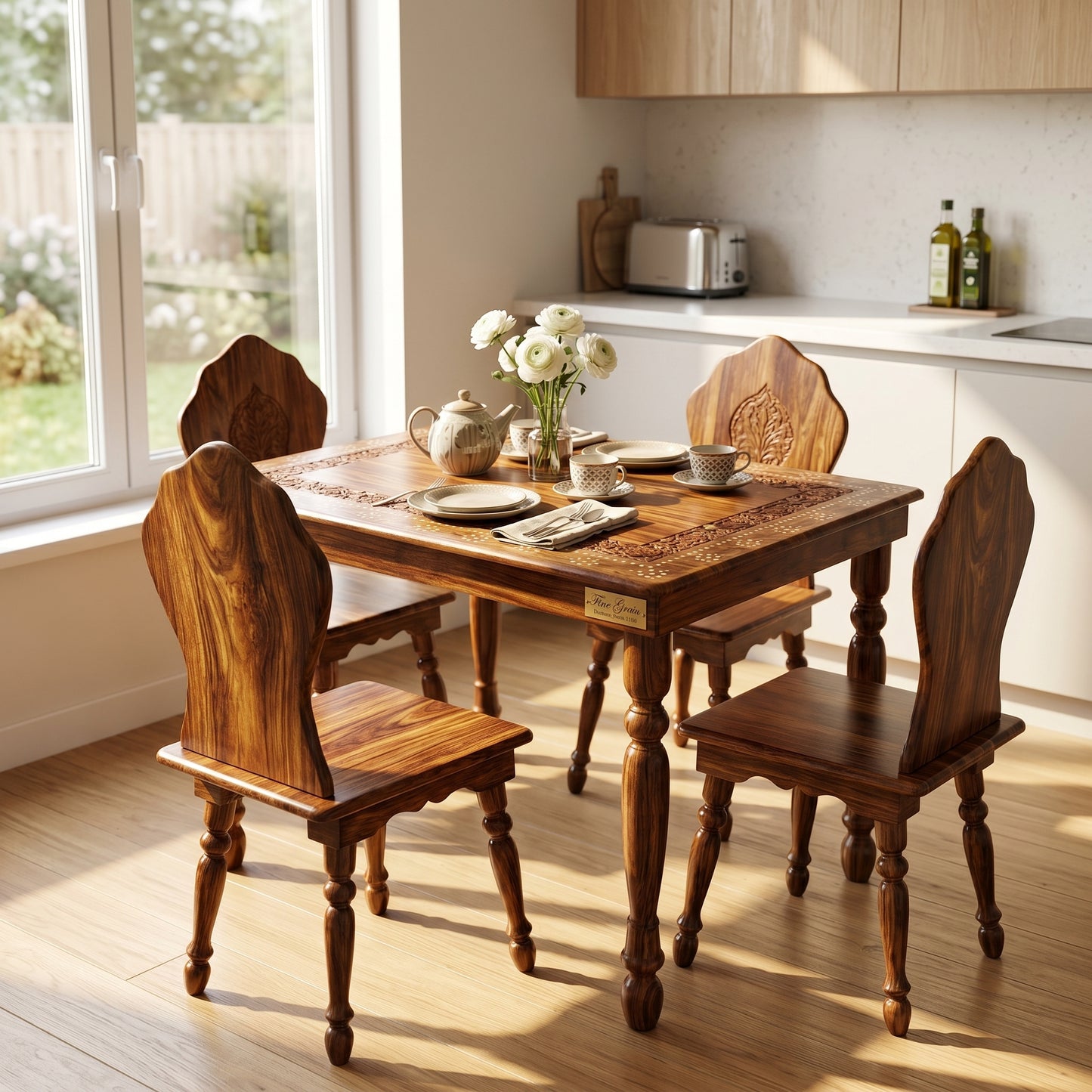 Premium Wooden Dining Table Set with 4 Chairs