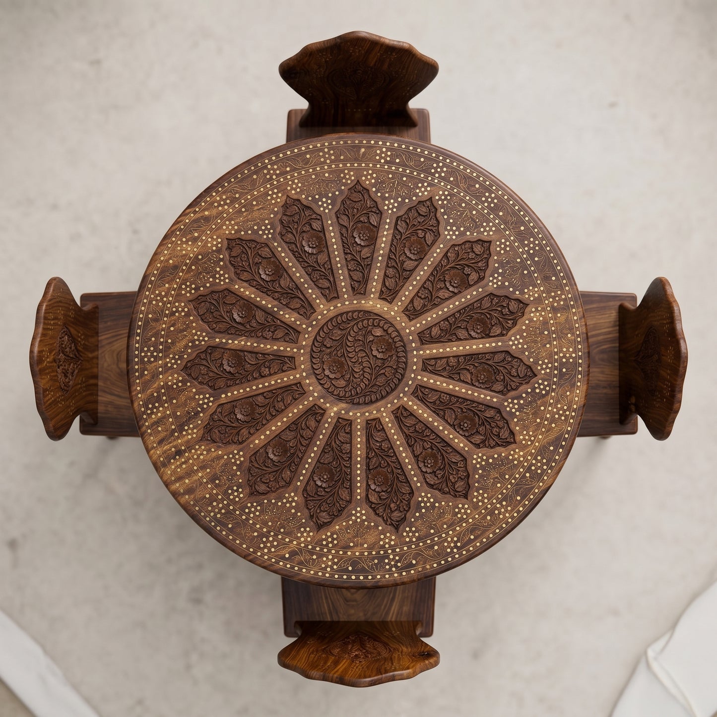 Premium Round Wooden Dining Table Set with 4 Chairs