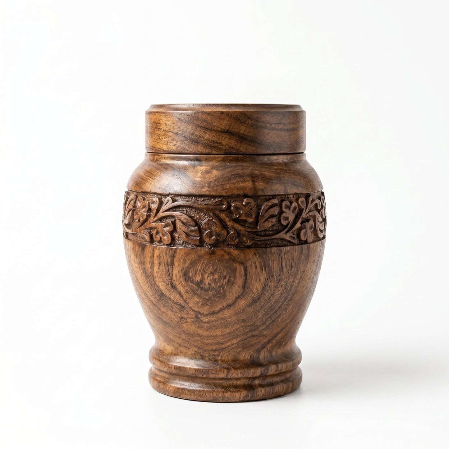 Handcrafted Wooden Multipurpose Storage Jar – Luxury Carved Sheesham Wood Container