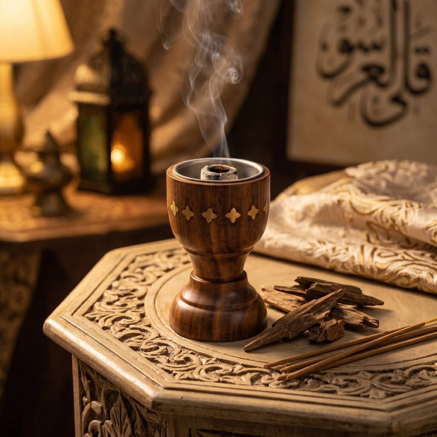 Luxury Handcrafted Wooden Bakhoor Burner Cup – Premium Oud & Incense Holder