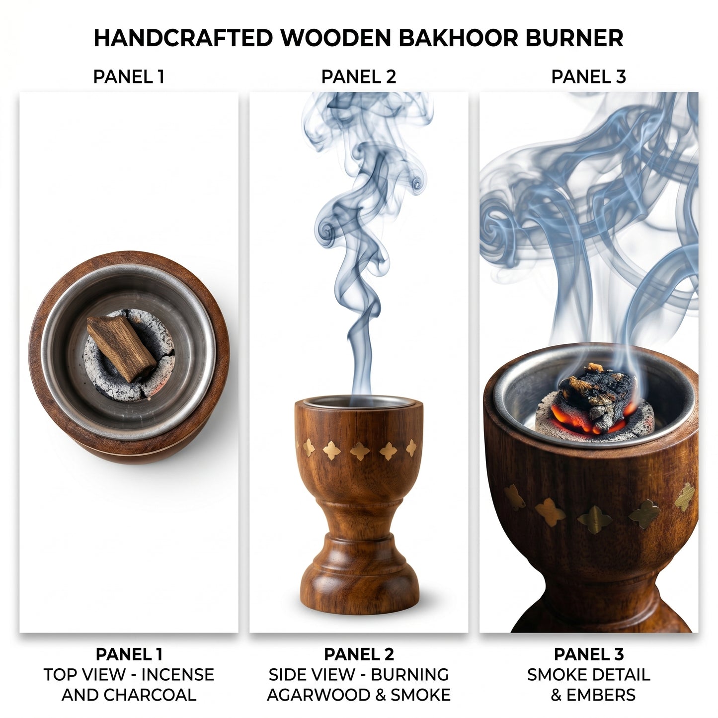 Luxury Handcrafted Wooden Bakhoor Burner Cup – Premium Oud & Incense Holder