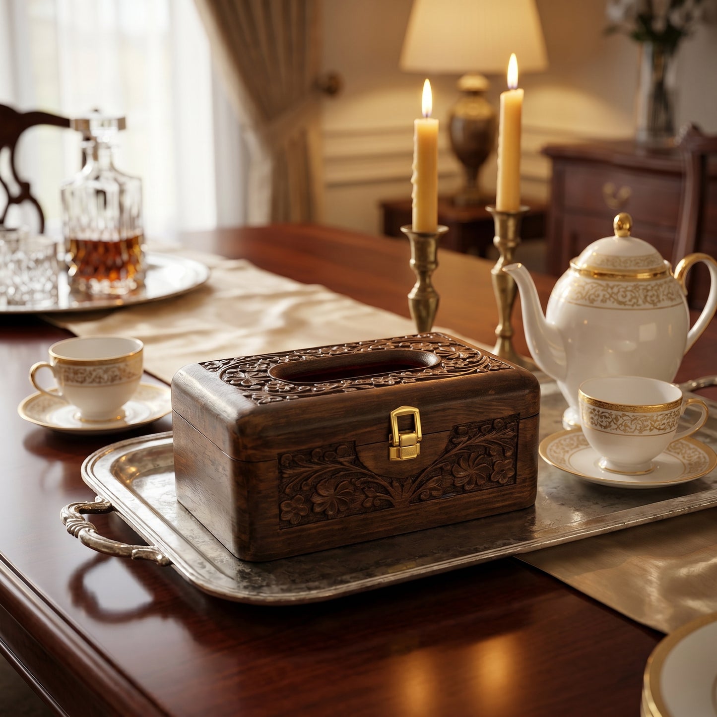 Premium Handcrafted Wooden Tissue Box Holder