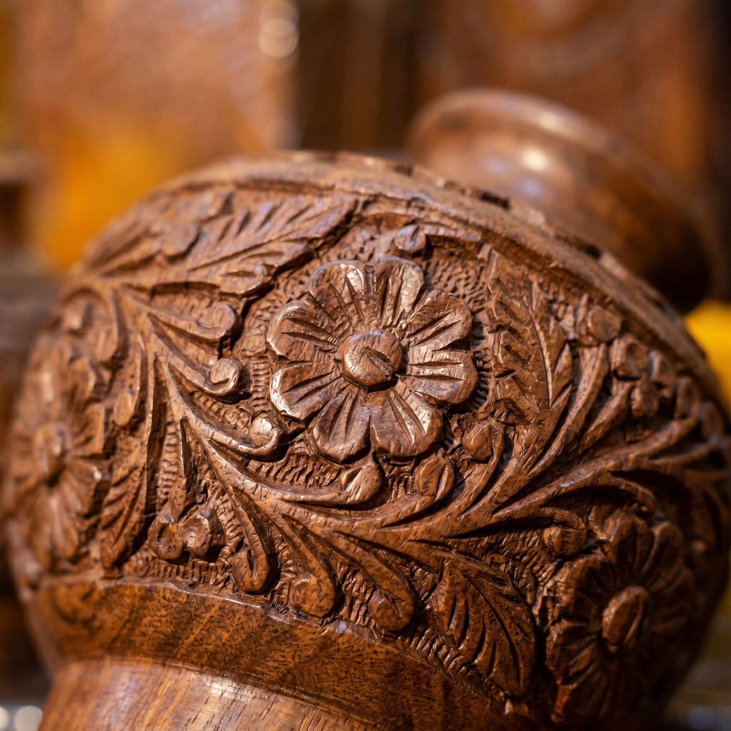 Hand Carved Wooden Vase Set – 3 Sizes