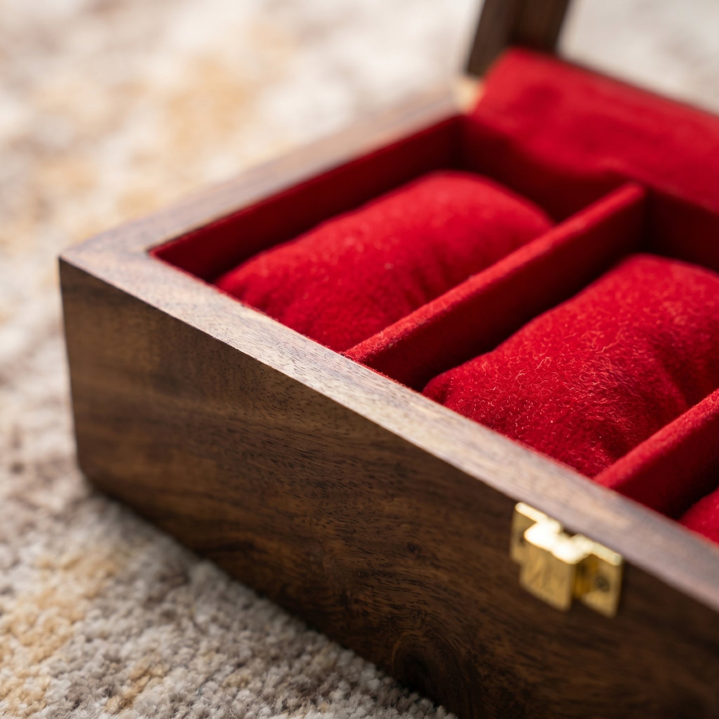 Luxury Handcrafted Sheesham Wood Watch Box Organizer – 5 Slot Glass Display Watch Storage Case