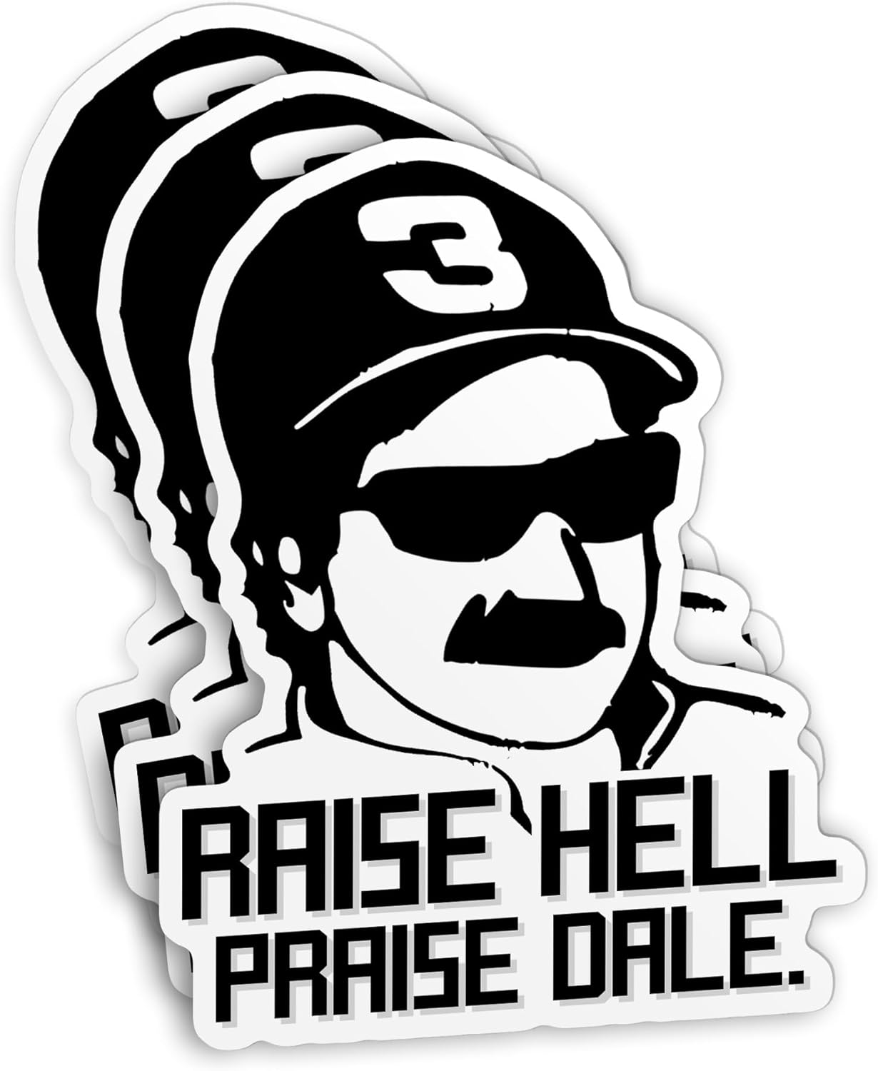 (3Pcs) Raise Hell Praise Dale Stickers, Dale Racer Racing Car Sticker Memorial 2" Vinyl Waterproof Sticker