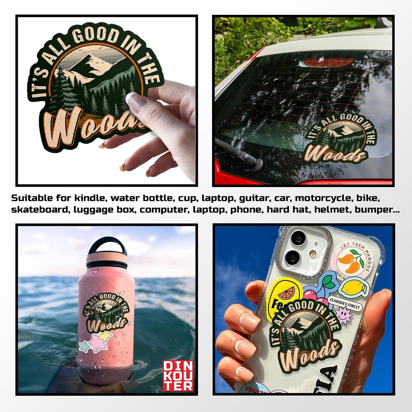 (3Pcs) It's All Good in The Woods Stickers, Camping Stickers 2" Mountain Adventure Hiking Camping Decal