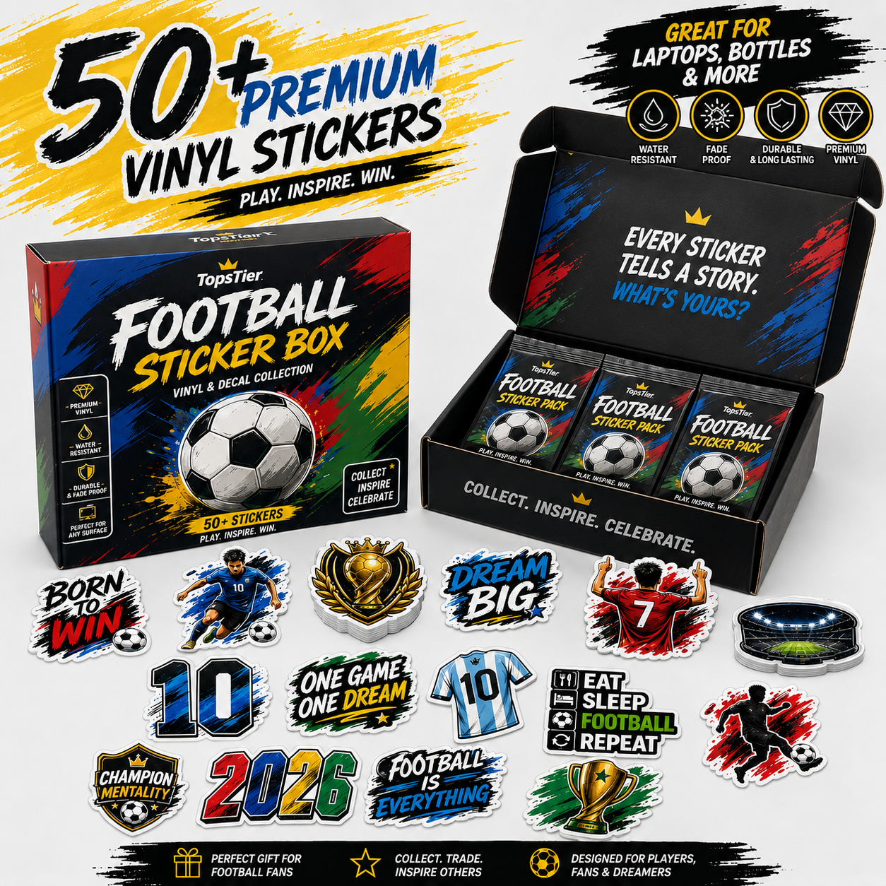 2026 TopTier FIFA World Cup Sticker Box – 25 Sticker Packs – Includes Amazon Parallel Inserts – Official Tournament Collection