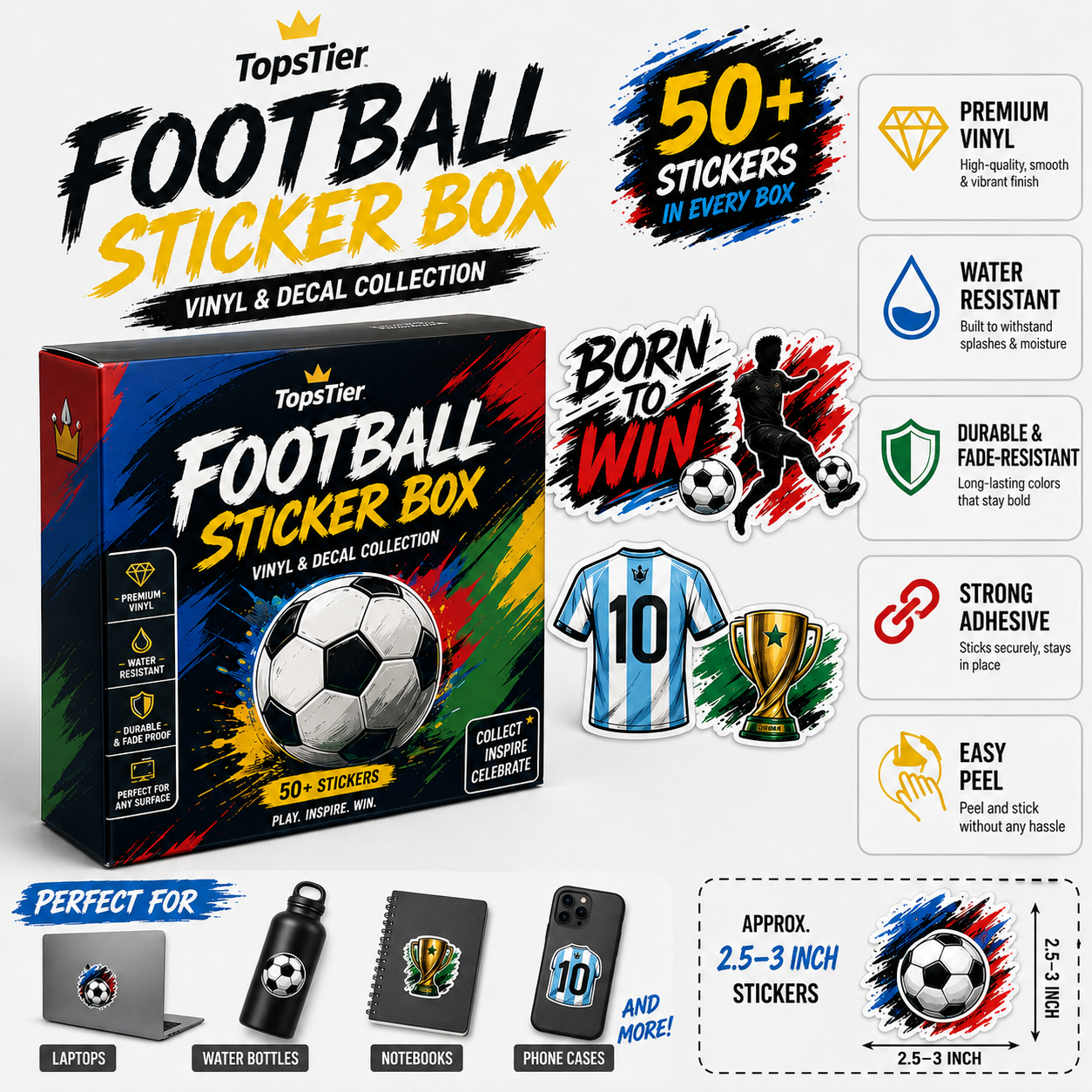 2026 TopTier FIFA World Cup Sticker Box – 25 Sticker Packs – Includes Amazon Parallel Inserts – Official Tournament Collection