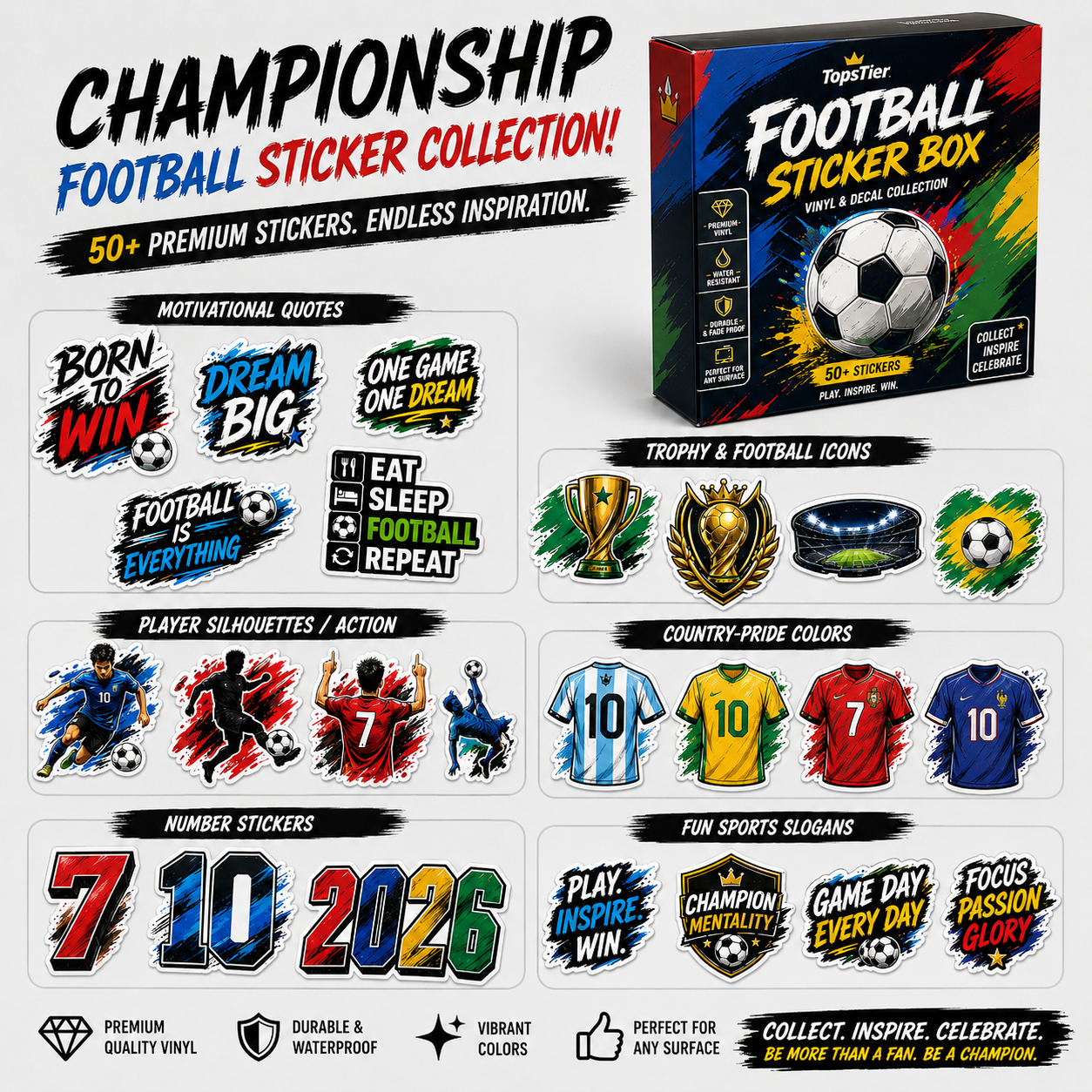 2026 TopTier FIFA World Cup Sticker Box – 25 Sticker Packs – Includes Amazon Parallel Inserts – Official Tournament Collection