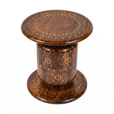 Handcrafted Wooden Dhol Stool Table with Traditional Inlay Work –  Chinioti Style