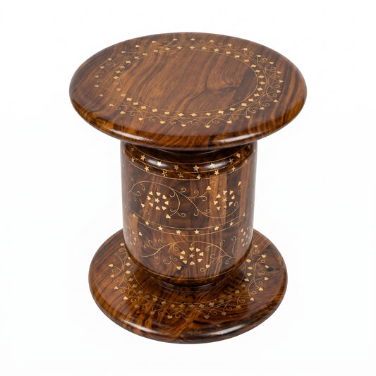Handcrafted Wooden Dhol Stool Table with Traditional Inlay Work –  Chinioti Style