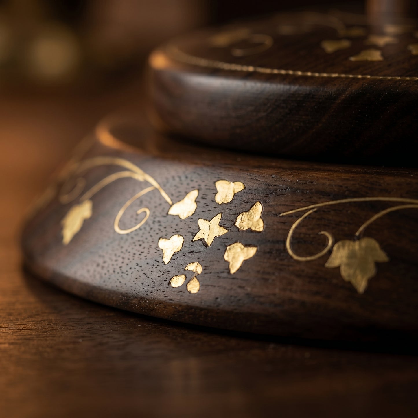 Handcrafted Sheesham Wood Tissue Roll Holder – Decorative Wooden Paper Towel Stand with Brass Inlay Design