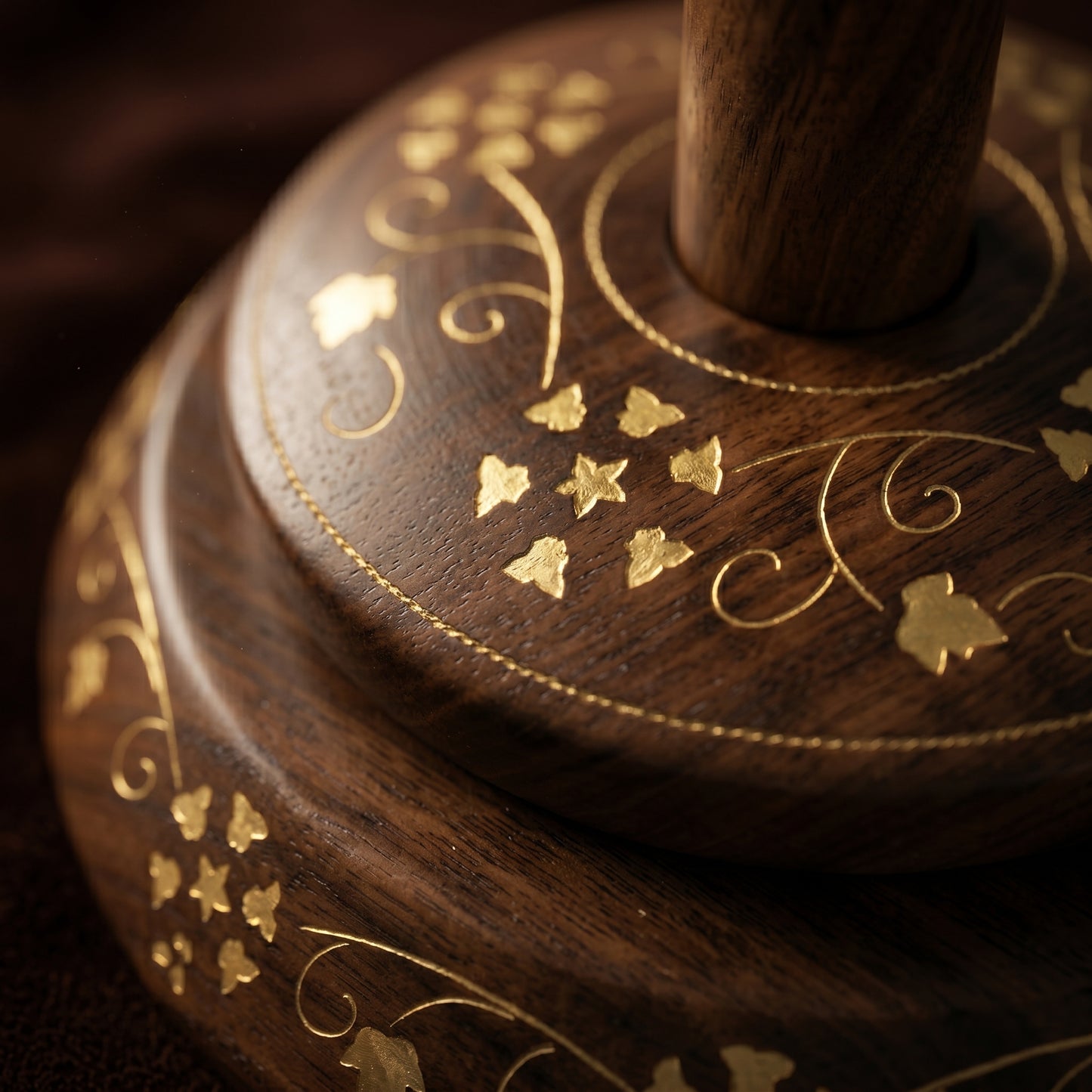 Handcrafted Sheesham Wood Tissue Roll Holder – Decorative Wooden Paper Towel Stand with Brass Inlay Design
