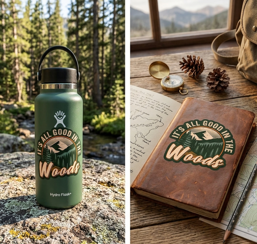 (3Pcs) It's All Good in The Woods Stickers, Camping Stickers 2" Mountain Adventure Hiking Camping Decal