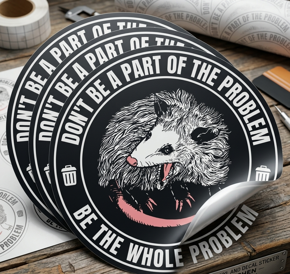 (3Pcs) Don't Be A Part of The Problem Be The Whole Problem Sticker Funny Possum Opossum Stickers