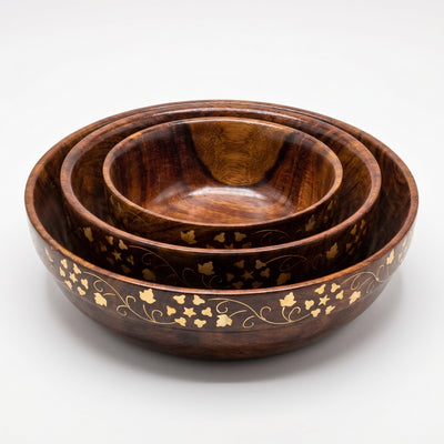 3 Piece Wooden Bowl Set