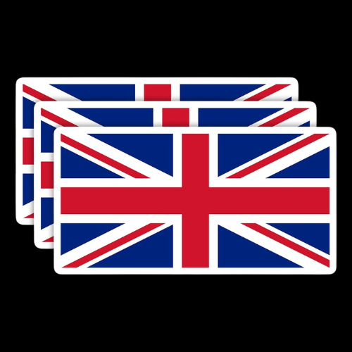 (3PCS) United Kingdom Flag stickers, Countries Flag Stickers - Waterproof Vinyl Decals For Laptops, Tumblers, Water Bottles, Books, Scrapbooks, Size 3 x 1.7 Inch