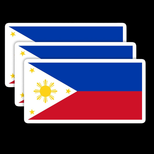 (3PCS) Philipines Flag stickers, Countries Flag Stickers - Waterproof Vinyl Decals For Laptops, Tumblers, Water Bottles, Books, Scrapbooks, Size 3 x 1.6 Inch