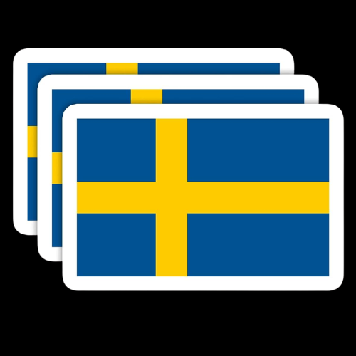 (3PCS) Sweden Flag stickers, Countries Flag Stickers - Waterproof Vinyl Decals For Laptops, Tumblers, Water Bottles, Books, Scrapbooks, Size 3 x 2 Inch