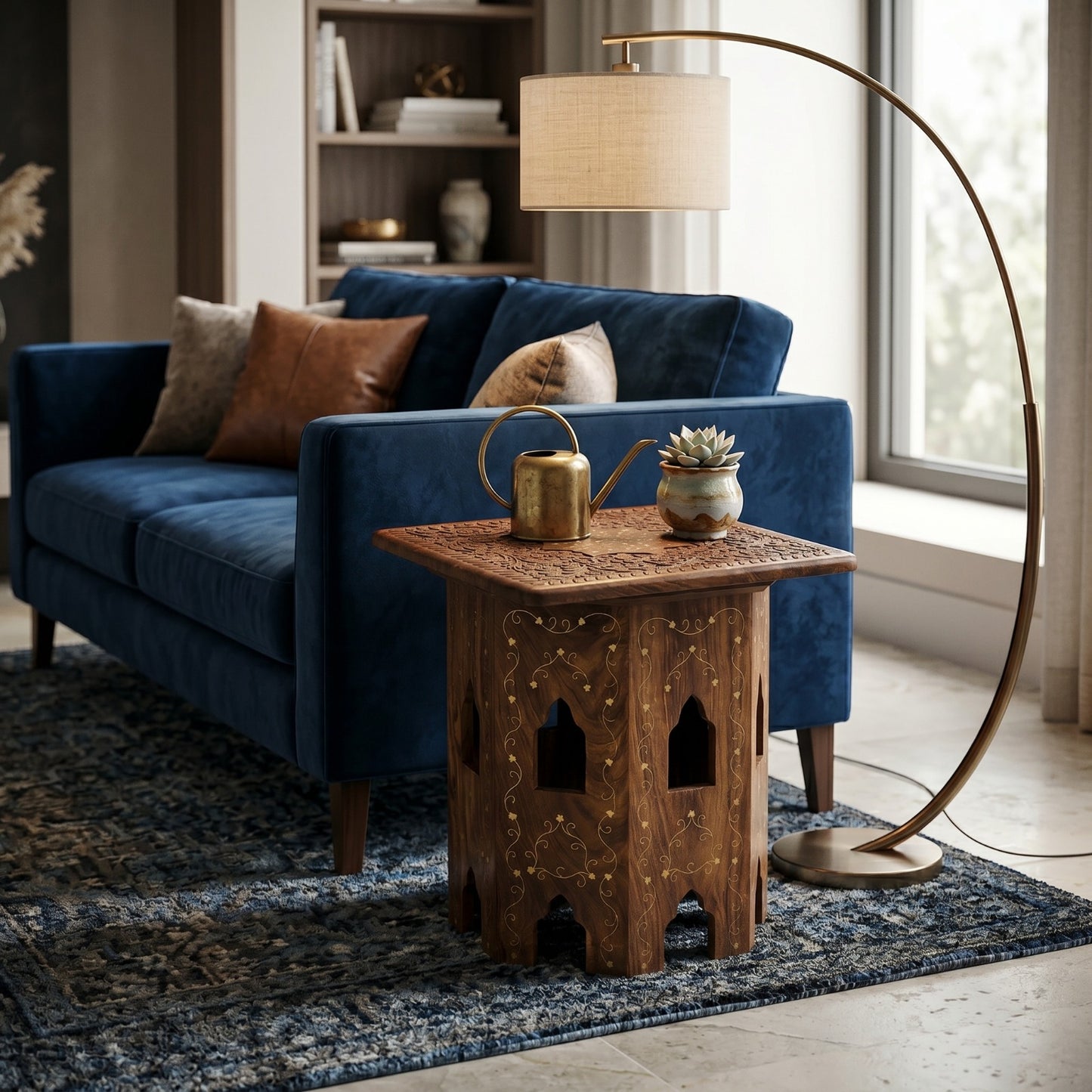 Handcrafted Wooden Stool | Carved Round Side Table | Traditional Wood Furniture | Indian & Pakistani Decor | Rustic Home Accent