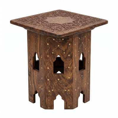 Handcrafted Wooden Stool | Carved Round Side Table | Traditional Wood Furniture | Indian & Pakistani Decor | Rustic Home Accent