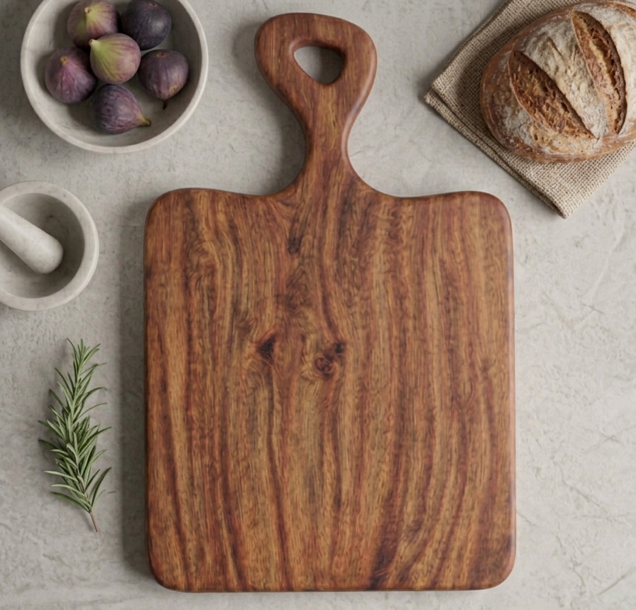 Handcrafted Sheesham Wood Cutting Board with Handle – Premium Chopping & Serving Board