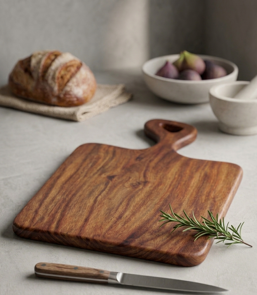Handcrafted Sheesham Wood Cutting Board with Handle – Premium Chopping & Serving Board