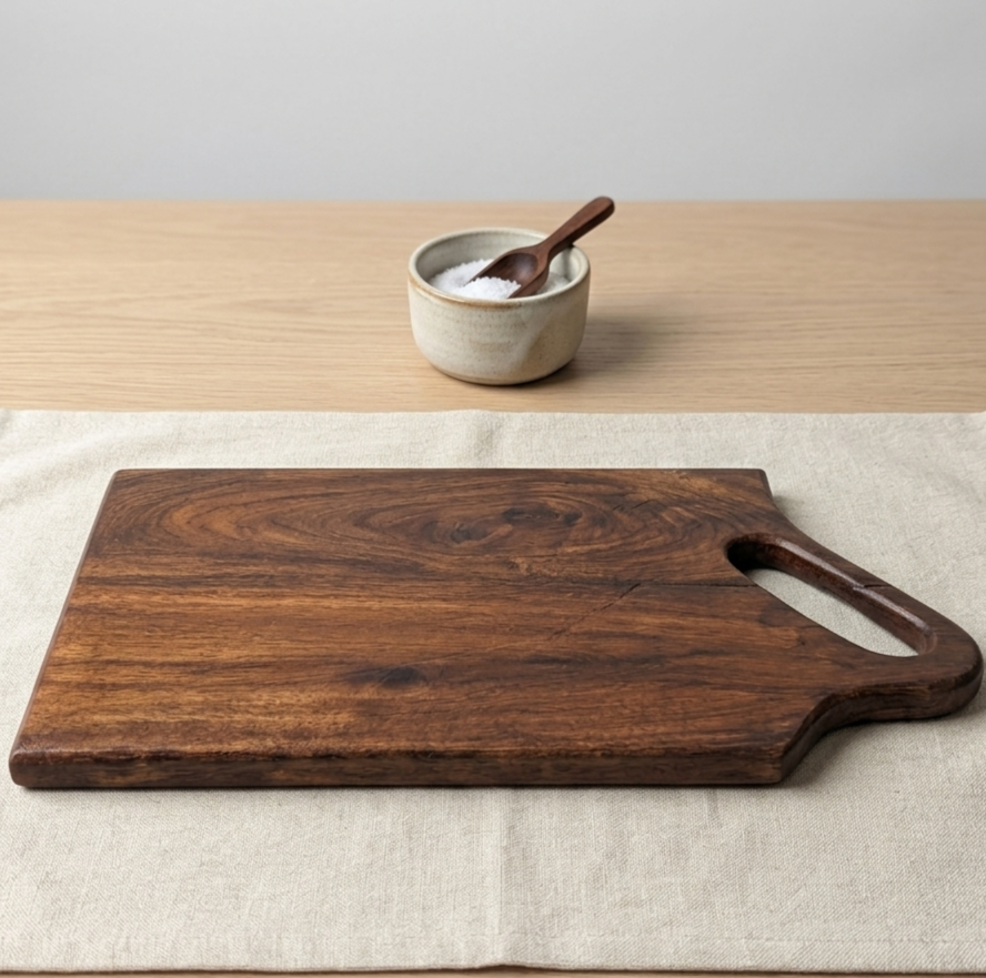 Premium Sheesham Wood Chopping Board with Ergonomic Handle – Handcrafted Kitchen Cutting & Serving Board