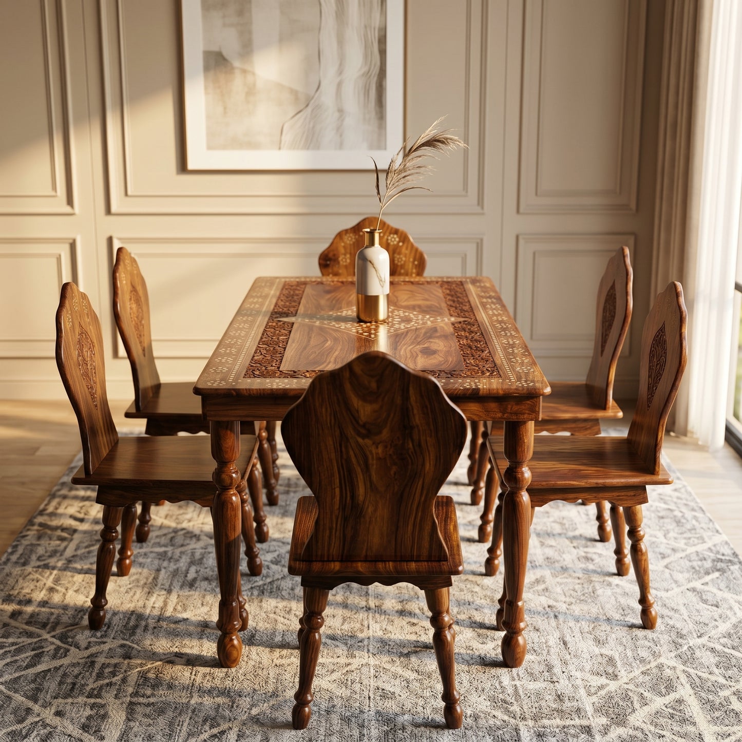 Premium Wooden Dining Table Set with 4 Chairs