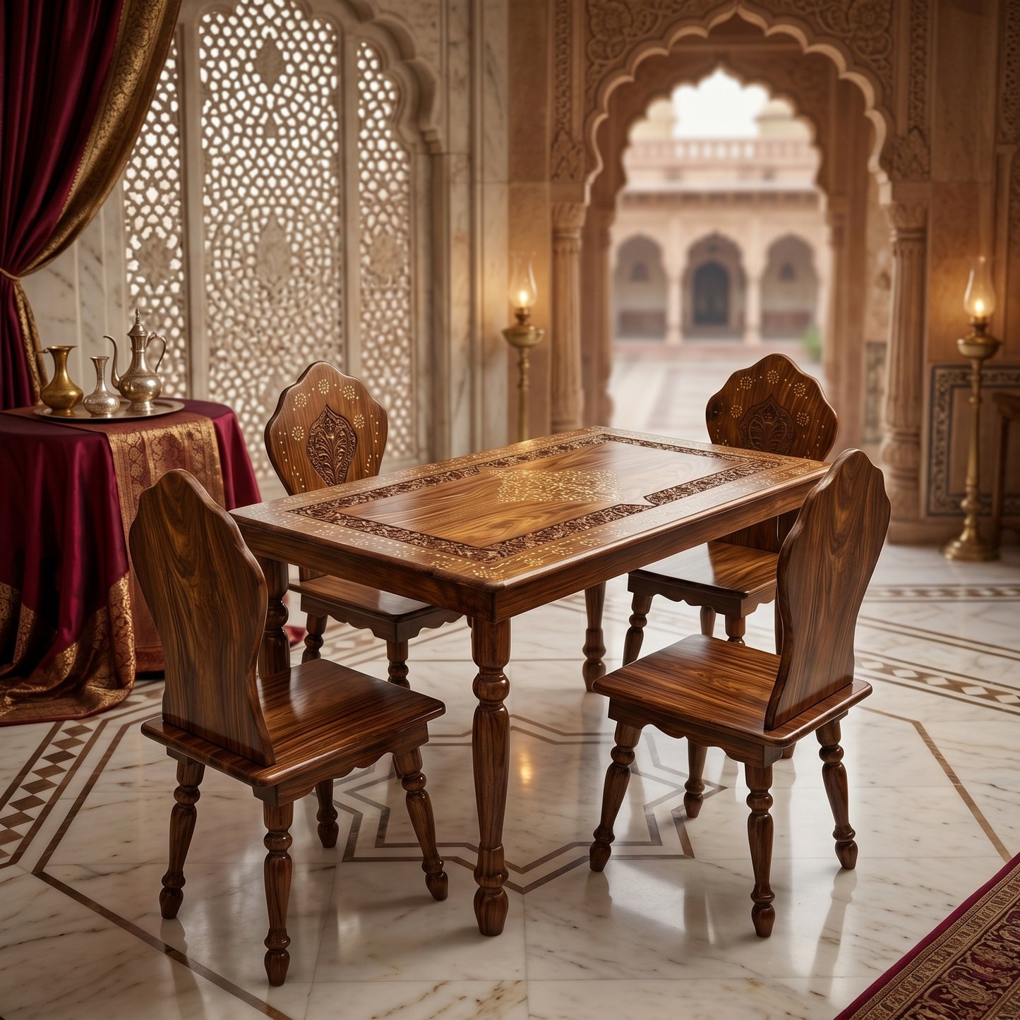 Premium Wooden Dining Table Set with 4 Chairs