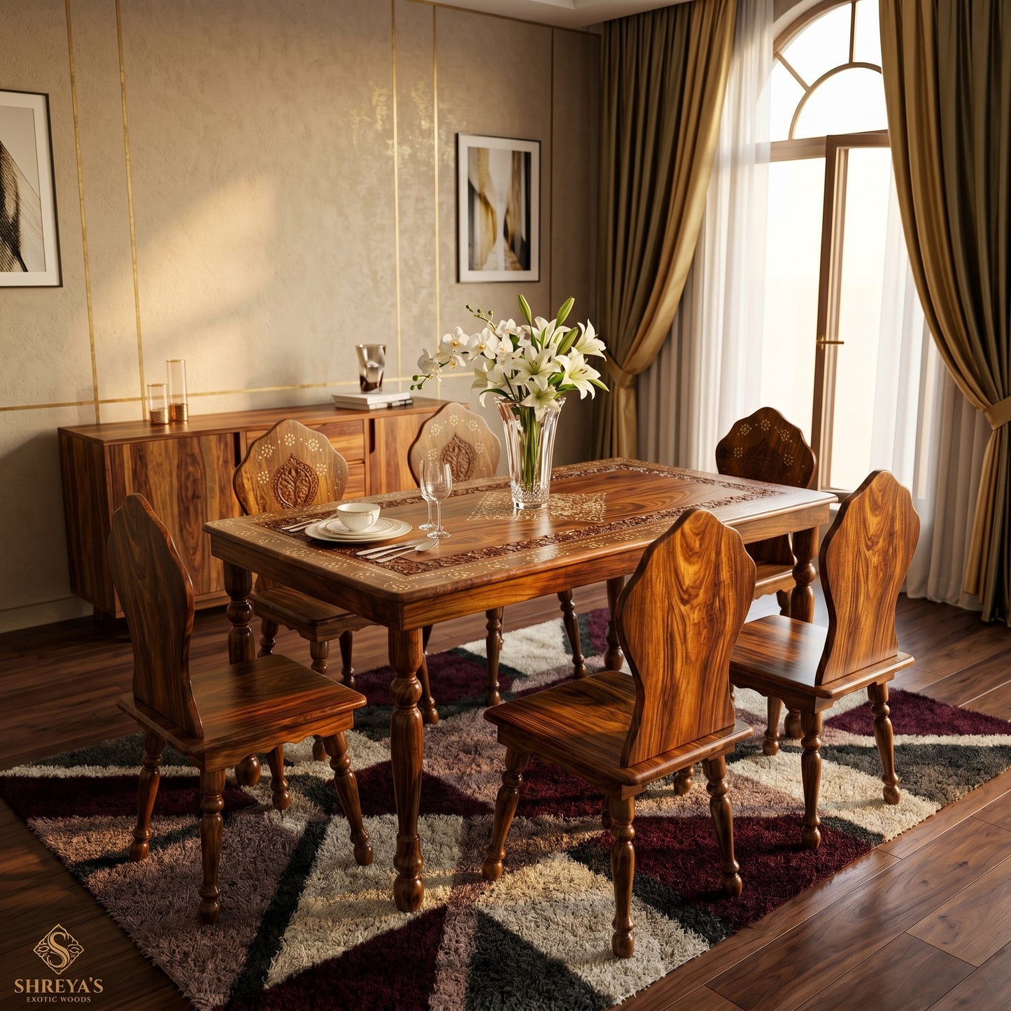 Premium Wooden Dining Table Set with 4 Chairs