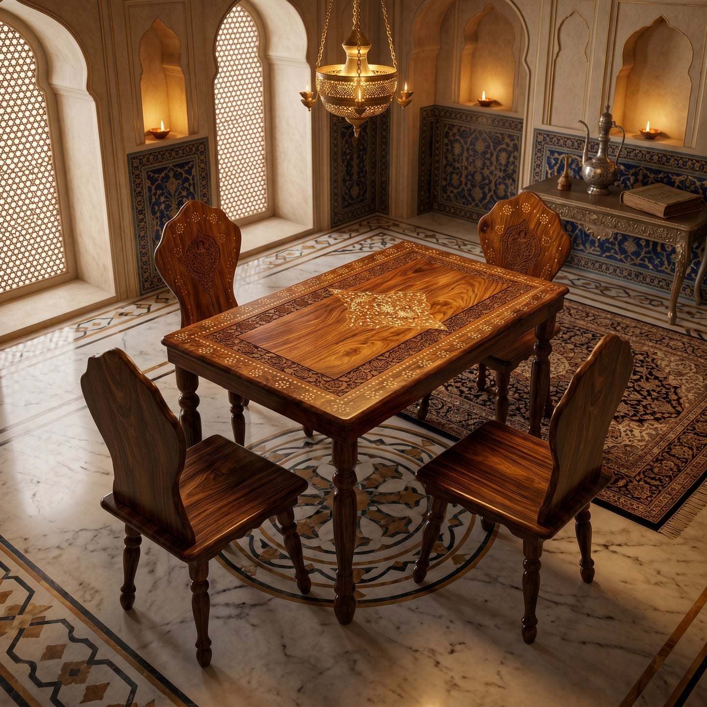 Premium Wooden Dining Table Set with 4 Chairs