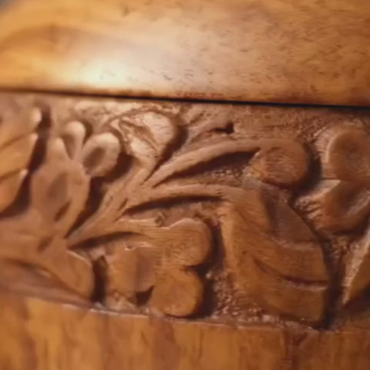 Handcrafted Wooden Multipurpose Storage Jar – Luxury Carved Sheesham Wood Container