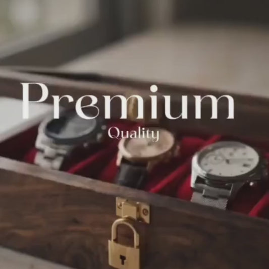 Luxury Handcrafted Sheesham Wood Watch Box Organizer – 5 Slot Glass Display Watch Storage Case
