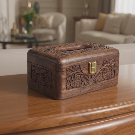 Premium Handcrafted Wooden Tissue Box Holder