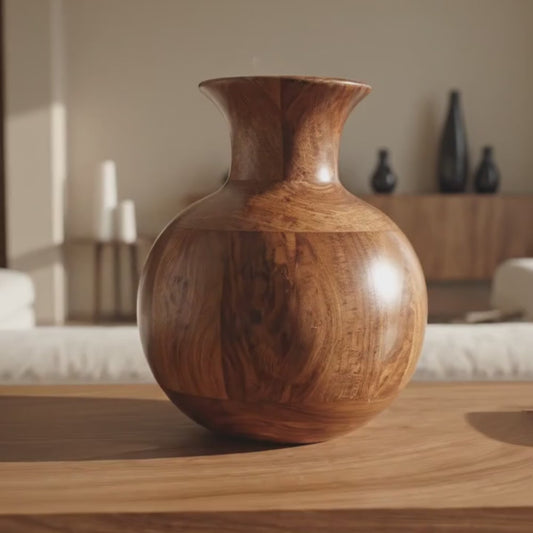 Premium Handcrafted Wooden Flower Vase
