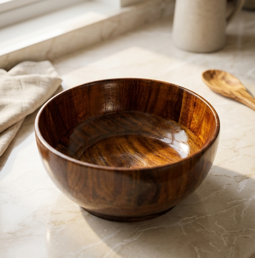 Handcrafted Wooden Salad Bowl – Premium Natural Serving Bowl