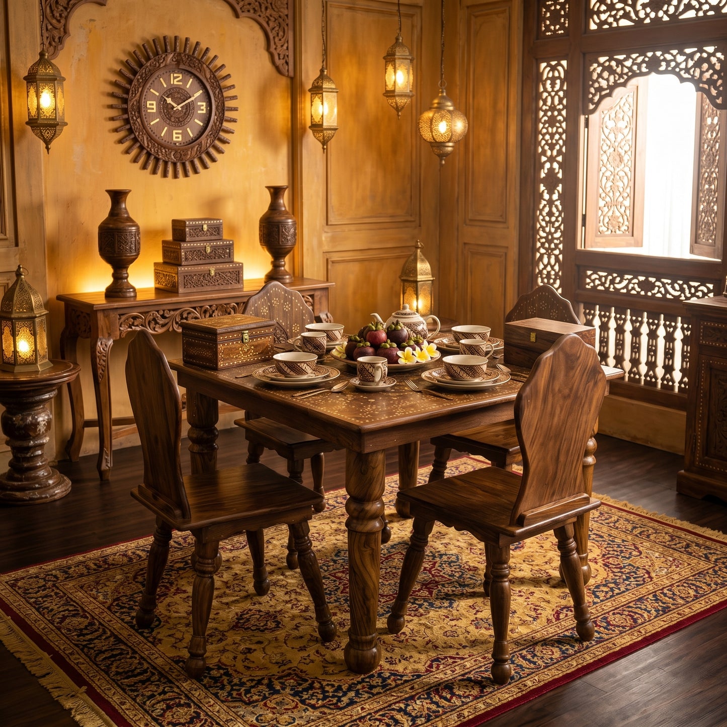 Premium Wooden Dining Table Set with 4 Chairs