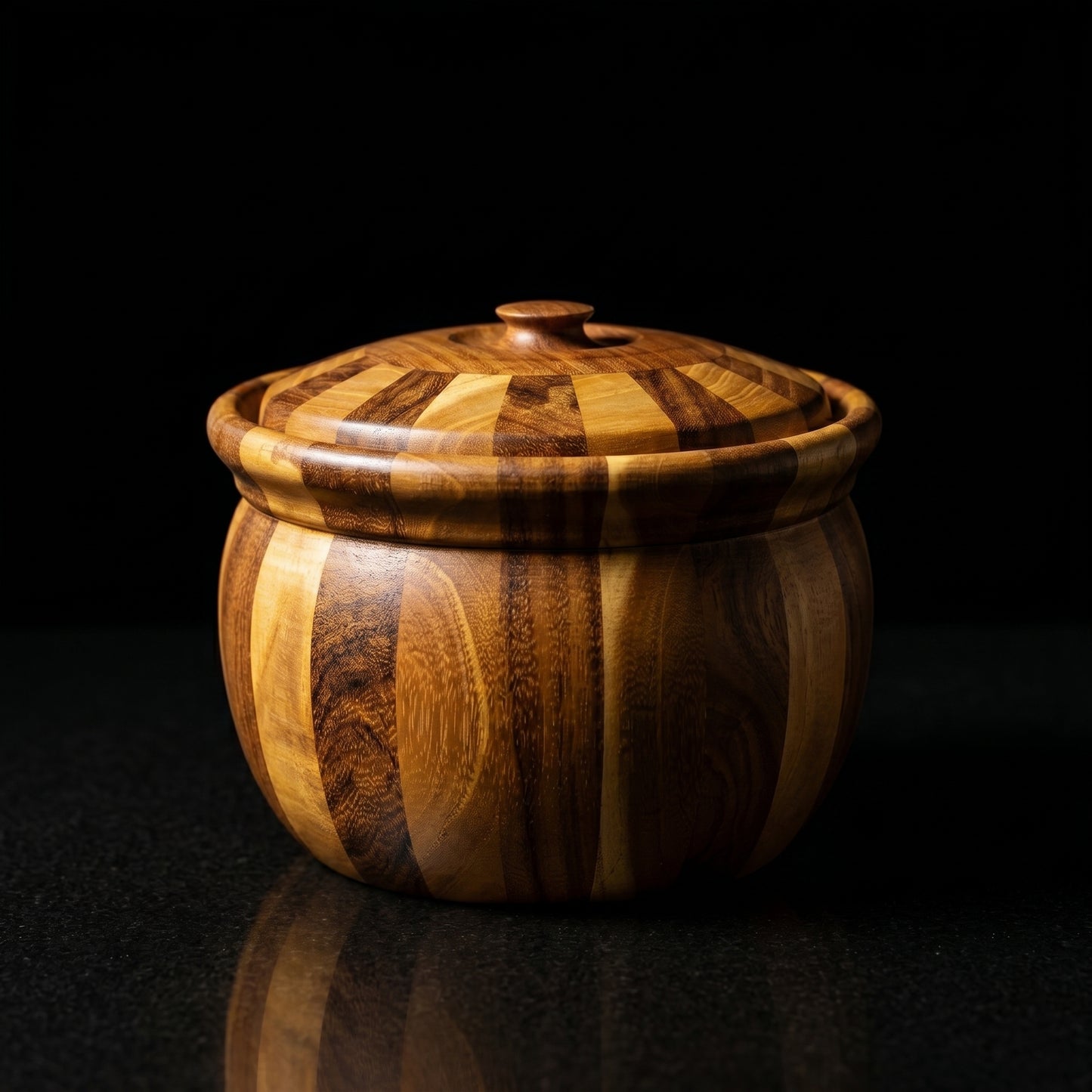 Premium Handcrafted Wooden Multipurpose Storage Pot – Designer Sheesham Wood Jar with Lid