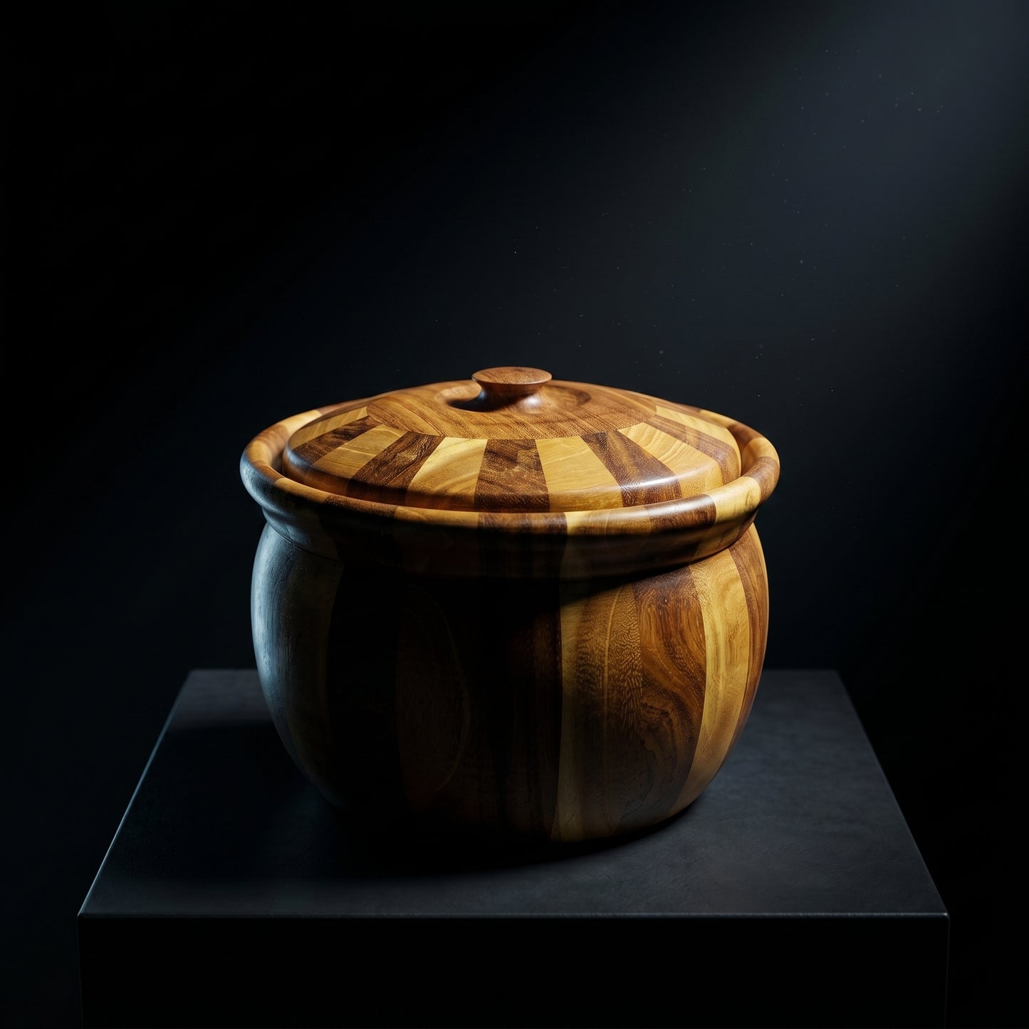 Premium Handcrafted Wooden Multipurpose Storage Pot – Designer Sheesham Wood Jar with Lid